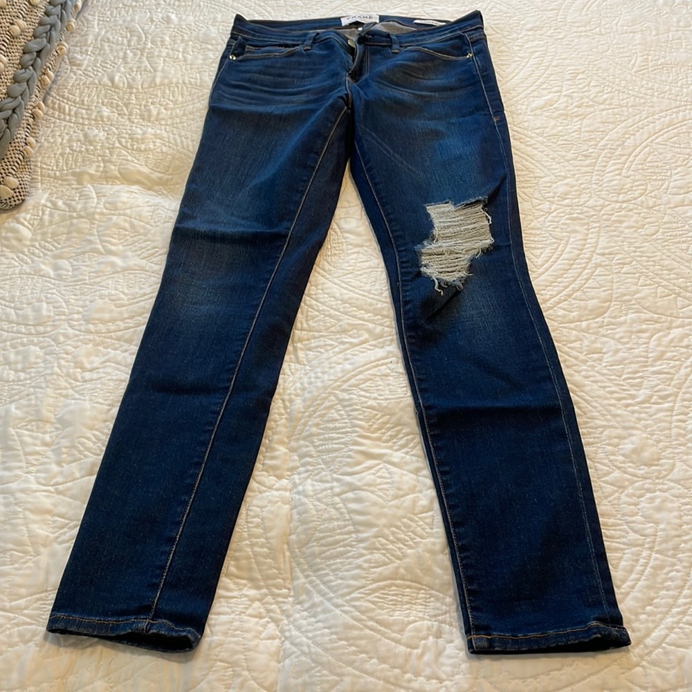 Frame Skinny Jeans with Distressed Knee Size 27